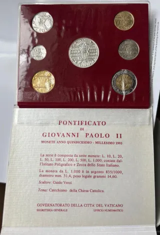 Monete Vaticano Anno XV 1993