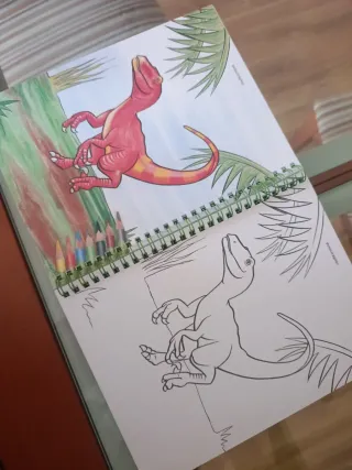 Libro colorear dibujos dinosaurios y pegatinas