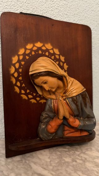 Cuadro Virgen madera tallada