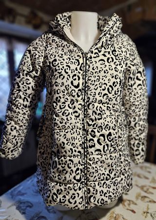 Giubbotto piumino leopardato bianco e nero