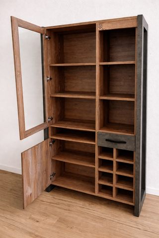 Aparador industrial madera con botellero