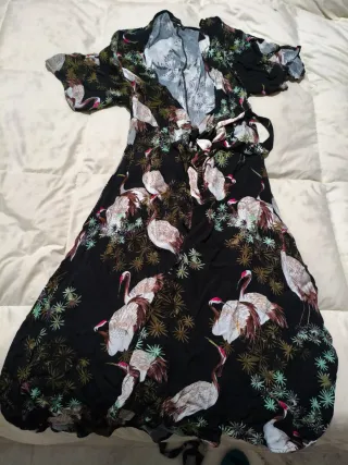 Vestido kimono estampado grullas