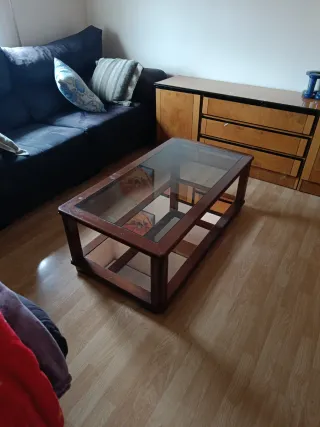 Mesa de centro madera y cristal