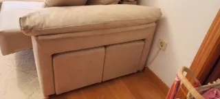 Sofá chaise longue beige