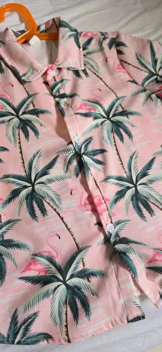 Camisas Padre/Hijo Estampado Palmeras Flamencos