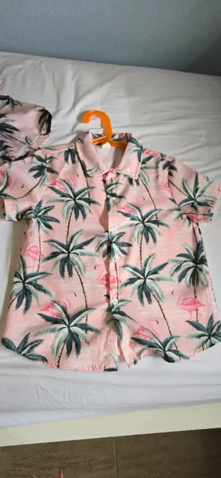 Camisas Padre/Hijo Estampado Palmeras Flamencos