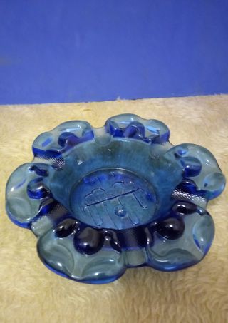 Cenicero del Valencia de Vidrio Azul