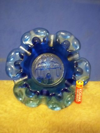 Cenicero del Valencia de Vidrio Azul
