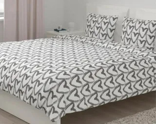 Funda nórdica Corazones Gris y Blanco