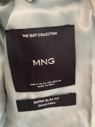 Traje Mango Verde Talla 48 Chaqueta / 38 Pantalón