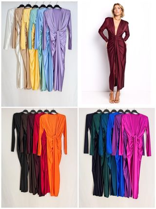 Vestido largo drapeado talla única