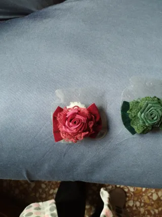 Pasador niña terciopelo y encaje rosa