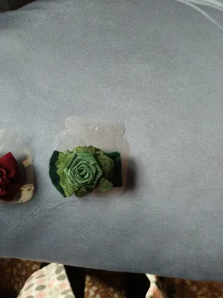 Pasador niña terciopelo y encaje rosa