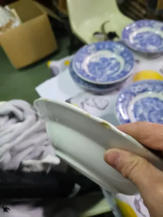 Lote 10 Platos Cerámica Quadrifoglio Azul Blanco