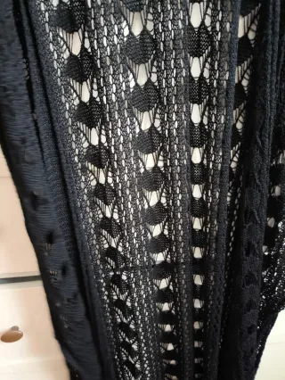 Cárdigan largo crochet negro