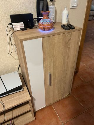 Mueble TV Roble y Blanco