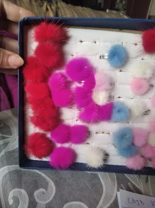 Anillos Pompones Colores Varios