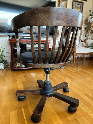 Silla Escritorio Vintage Capitán Madera Negra