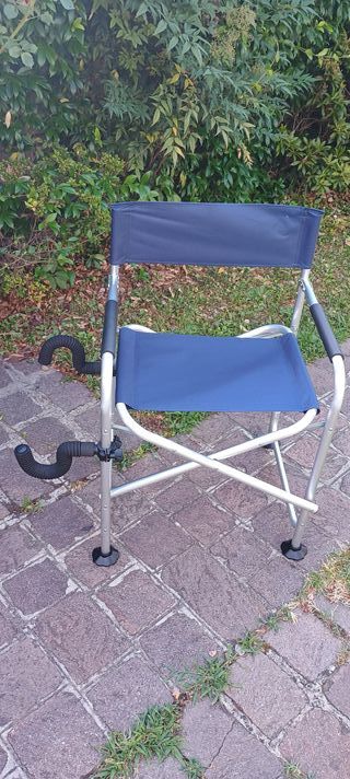 Sedia pesca alluminio nuova con portacanna