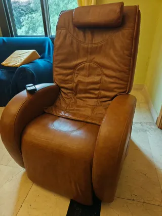 Sillón Masaje Cuero Marrón 5 Programas