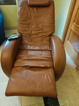 Sillón Masaje Cuero Marrón 5 Programas
