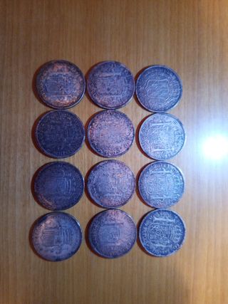 12 Monedas duros falsos de epoca