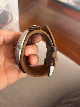 Reloj Fossil Cuadrado unisex, Correa Cuero Marrón