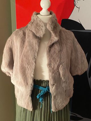 Pelliccia corta beige/rosa