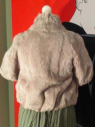 Pelliccia corta beige/rosa