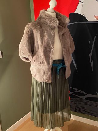 Pelliccia corta beige/rosa