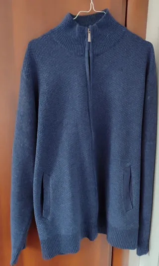 Cardigan uomo blu con zip