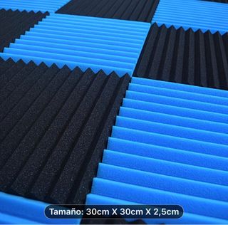 100 Paneles Espuma Insonorizar Azul/Negro