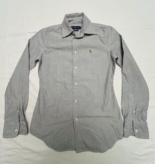 Camicia Ralph Lauren Custom Fit Grigio Melange XS