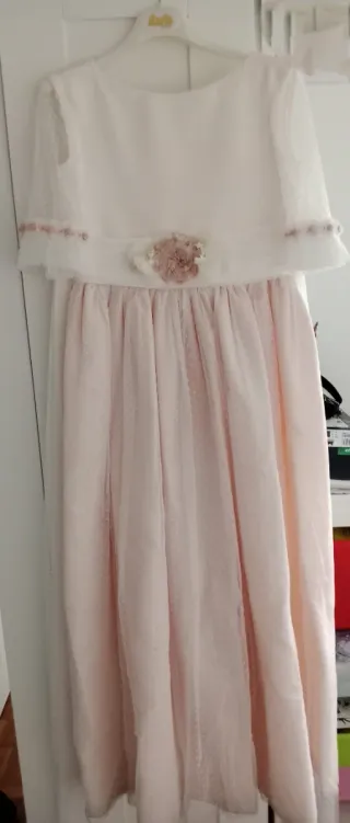 Vestido Comunión Marla Blanco y Salmon. Talla 125.