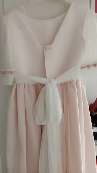 Vestido Comunión Marla Blanco y Salmon. Talla 125.