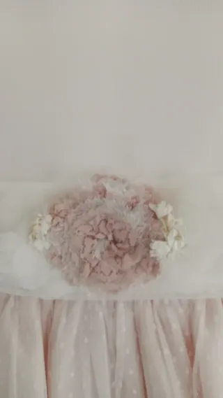 Vestido Comunión Marla Blanco y Salmon. Talla 125.