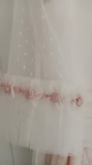 Vestido Comunión Marla Blanco y Salmon. Talla 125.