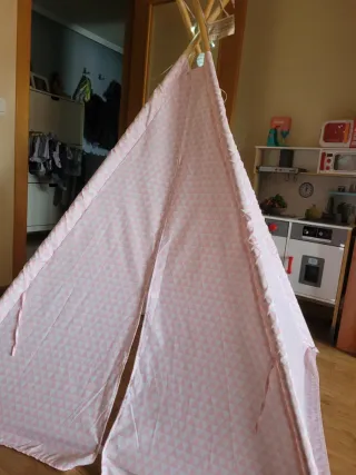 Tipi infantil rosa con luces