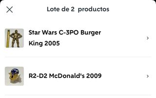 Lote 2 figuras Star Wars Burger King