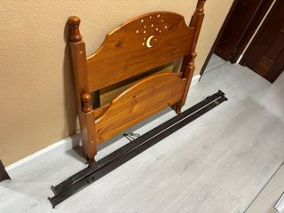 Cama individual madera estrellas luna