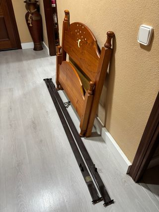 Cama individual madera estrellas luna