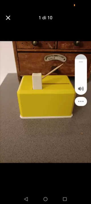 Porta stuzzicadenti, dispenser vintage giallo anni