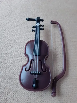 Violín y arco miniatura casa de muñecas