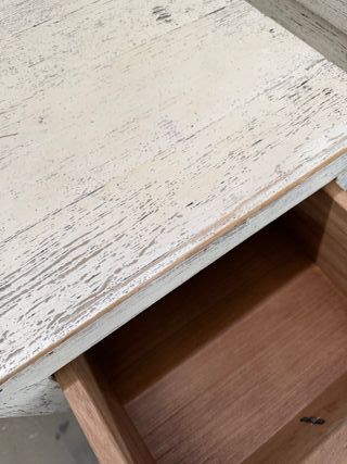 pareja mesita madera maciza envejecida