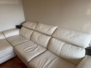 Sofá chaise longue piel blanco