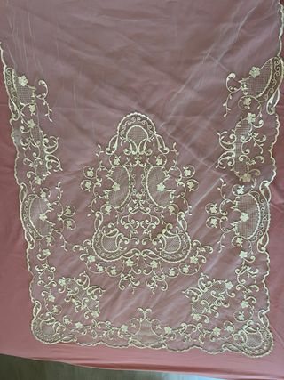 Manteleta Fallera Tul Lentejuela Oro Adulta 1,20