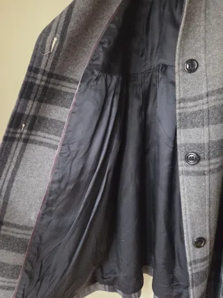 Abrigo Zara Cuadros Gris