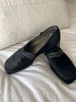 Mocasines C Doux Piel y Astracán Negros Mujer