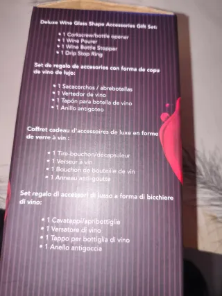 Set Sacacorchos Vino Copas Negro/Plata