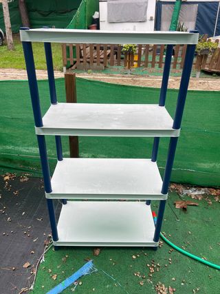 Estantería de PVC azul y blanco